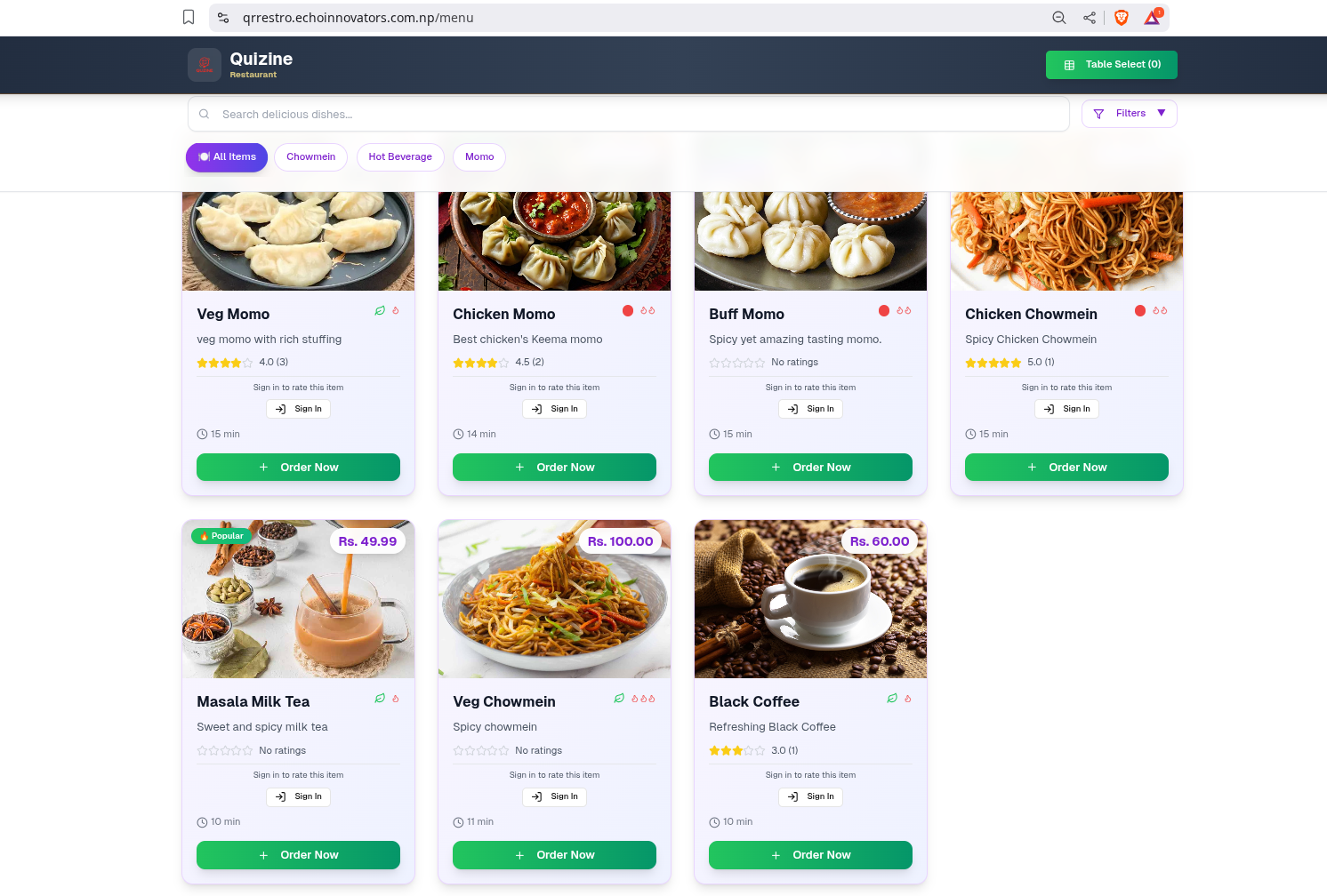 QR-Based Restaurant System